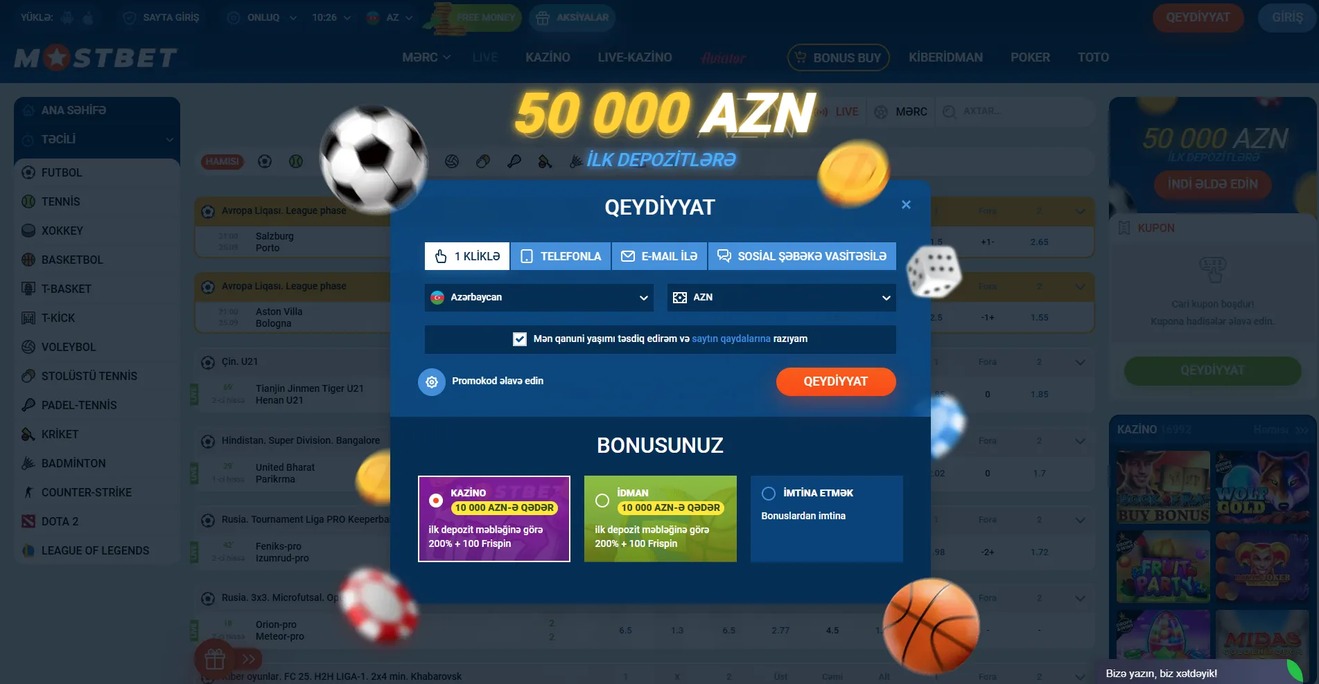 Mostbet tez və asan qeydiyyat addımları